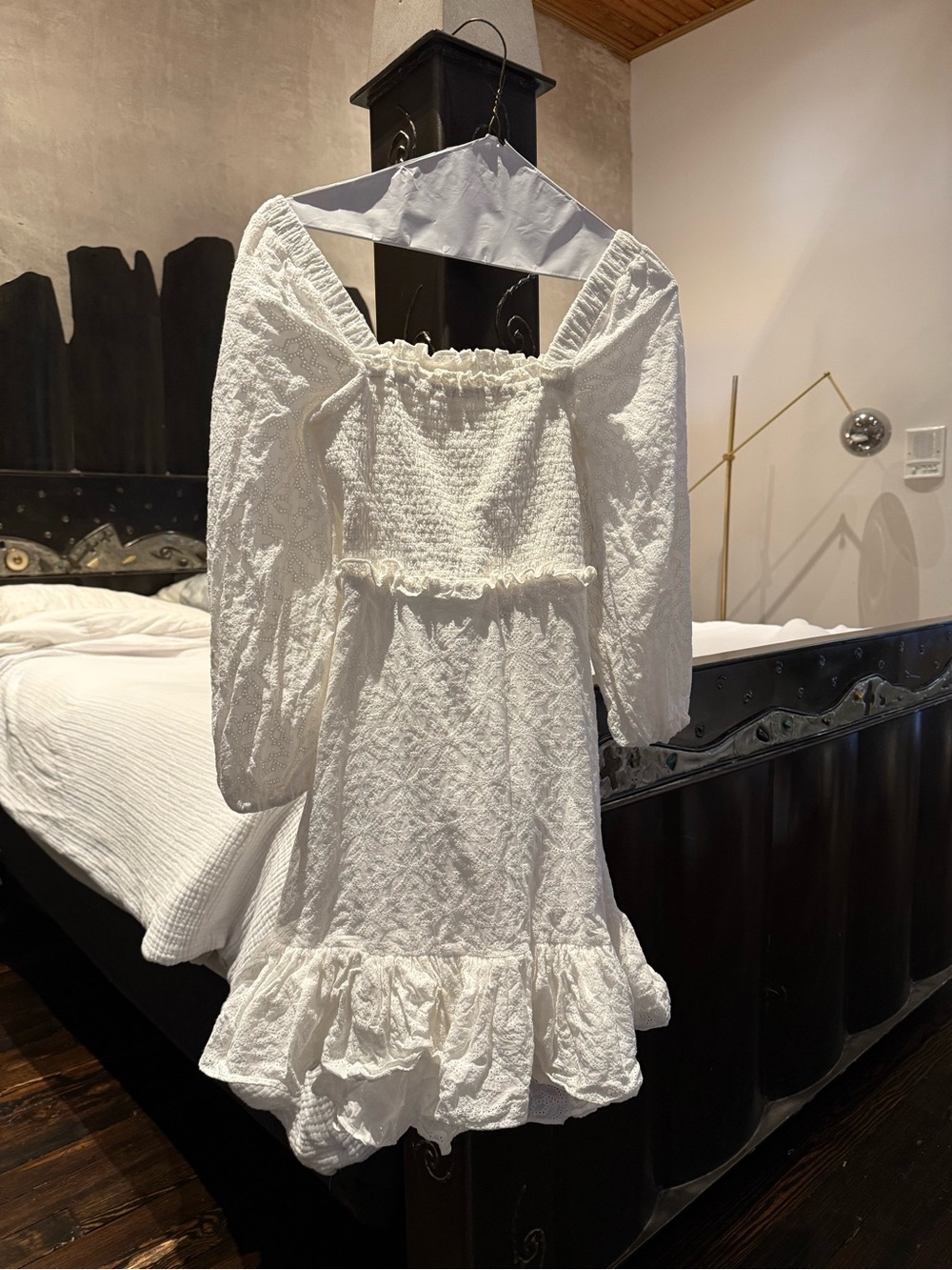 Veronica Beard White Mini Dress with Ruffle Hem